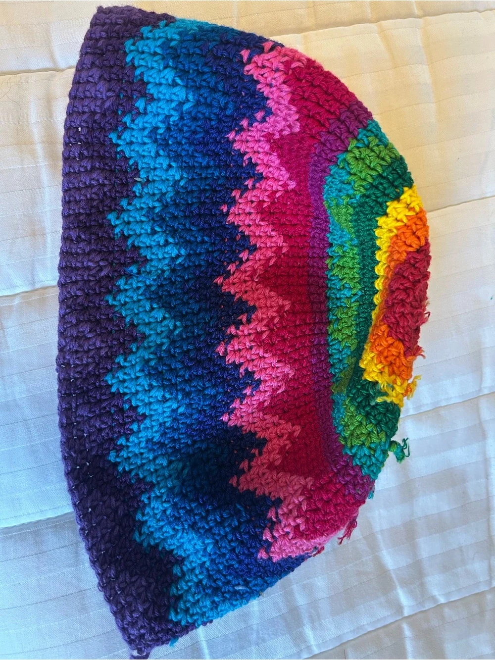 Handmade Rainbow Chevron Knit Beanie - Multicolor